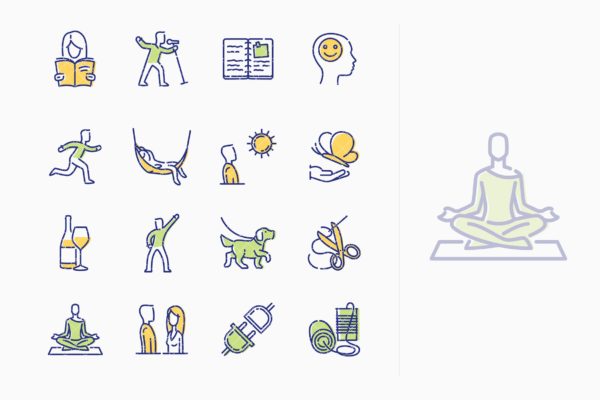 Outline风格系列-减压释压主题矢量图标 Stress Relievers Icons – Outline Series