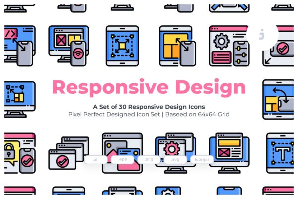 30枚响应式设计主题矢量图标素材 30 Responsive Design Icons