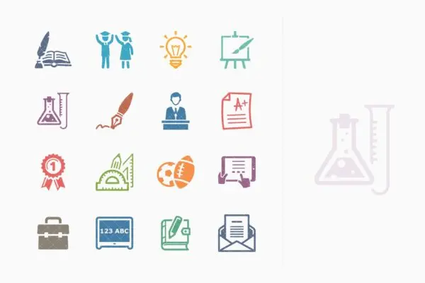 彩色系列-教育主题矢量图标集v4 Education Icons Set 4 – Colored Series