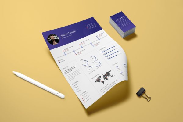 创意信息图表风格个人简历设计模板 Infographic CV Template