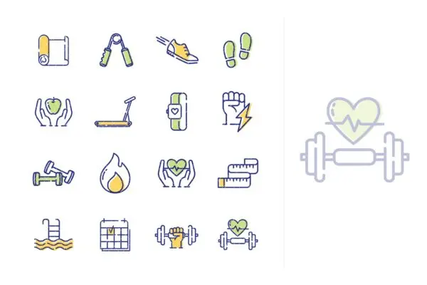 Outline风格系列-健身运动主题矢量图标 Fitness Activities Icons – Outline Series