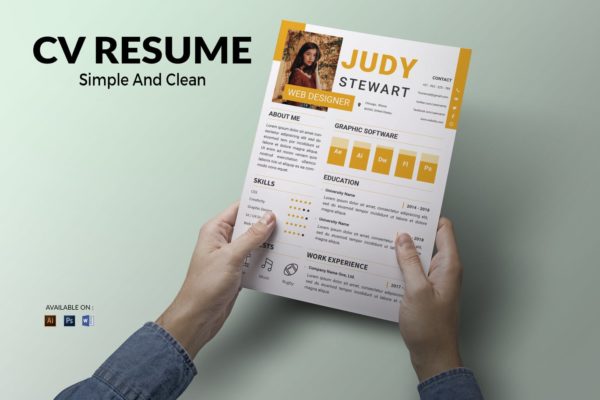 网页设计师职位应聘简历模板 CV Resume Modern