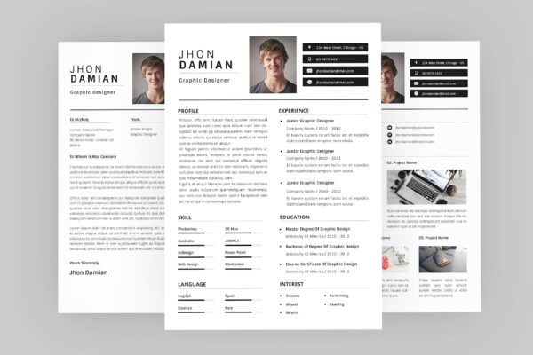 视觉设计师个人简历模板 Jhon Graphic Resume Designer