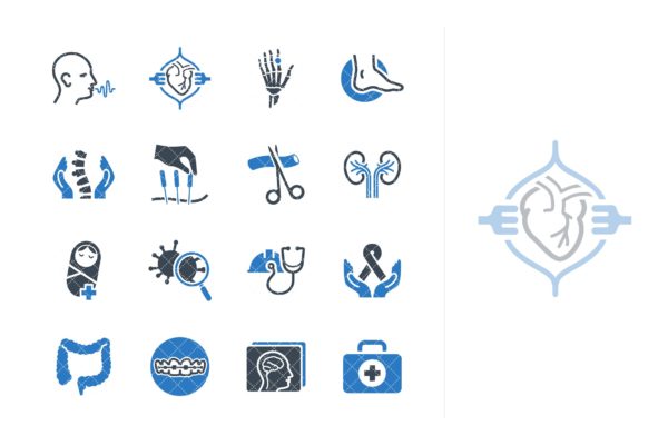医疗服务和特色矢量图标素材v4 Medical Services & Specialties Icons – Set 4