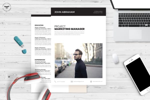 项目营销管理项目经理应聘简历模板 Professional CV Template
