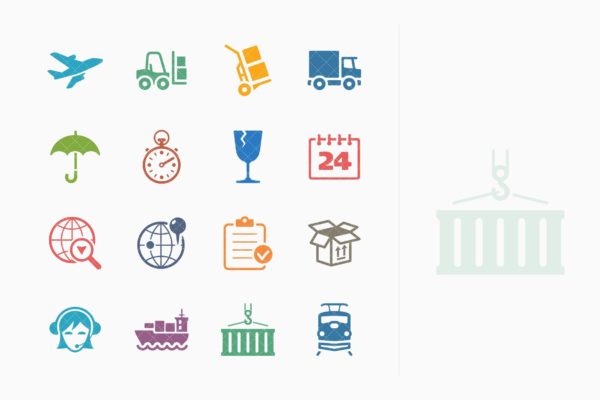 彩色系列-物流运输主题矢量图标 Logistics Icons – Colored Series