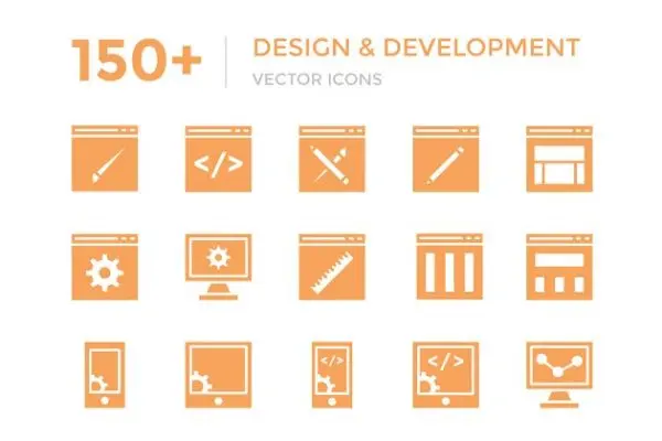 150多个设计和开发矢量图标 150+ Design and Development Icons