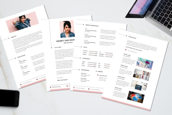 创意网页设计师简历模板素材v58 Creative Web Designer CV Resume Vol. 58