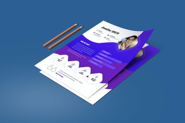 蓝色风格创意版式设计个人简历模板 Creative Resume & CV Template