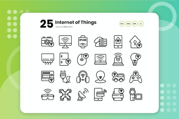25个物联网主题轮廓图标素材 25 Internet of Things Outline Icon
