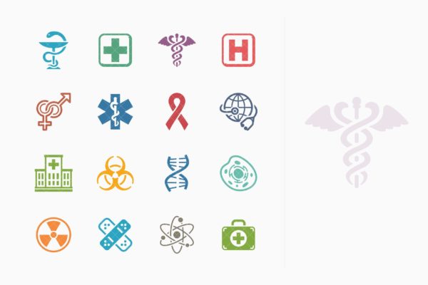 彩色系列-医疗保健矢量图标集v1 Medical & Health Care Icons Set 1 – Colored Series