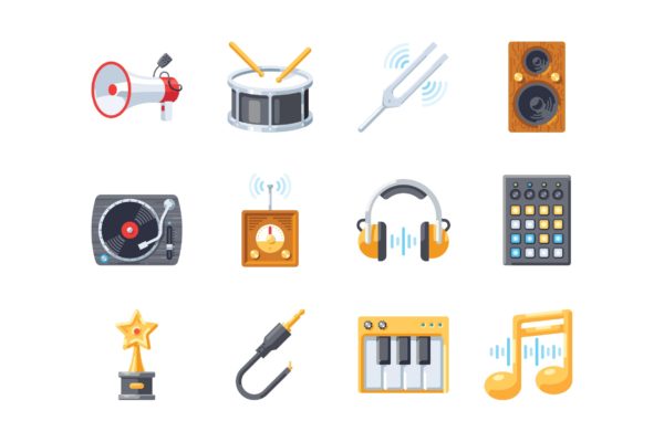 音乐乐器主题矢量图标 Music icon set