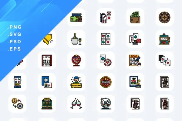 50个游戏娱乐彩色图标素材 50 Gambling And Betting Services Icons