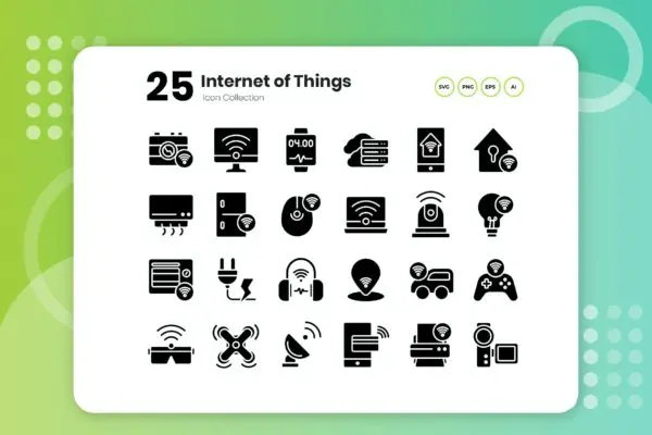 25个物联网主题符号图标素材 25 Internet of Things Glyph Icon