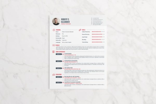 产品设计师简历排版设计模板 Resume Template