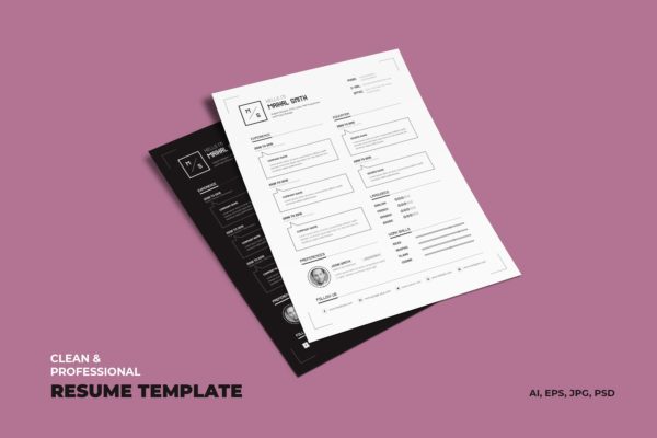 创意产品原型线框图风格个人简历模板 Creative Resume, vCard, CV & Portfolio Template