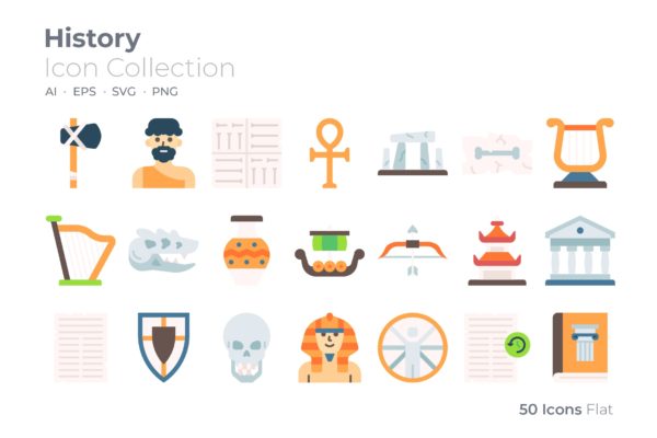 历史元素彩色图标素材 History Color Icon