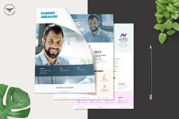 创意设计师三合一电子简历设计模板 Creative CV Template
