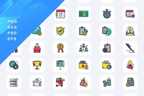 50个任务&项目管理彩色图标素材 50 Task And Project Management Icons