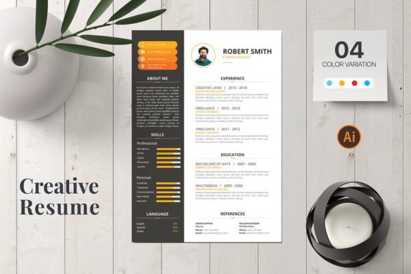 广告设计创意总监简历表设计模板 CV Resume