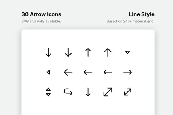 箭头元素粗黑线条图标素材 Arrow Line Icons