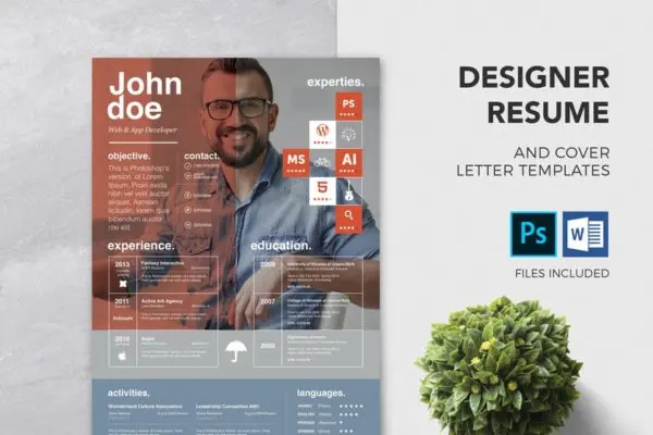 设计师个人简历＆介绍信设计模板 Designer Resume & Cover Letter Template