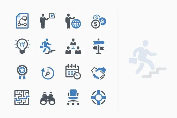 蓝色系列-商业合作矢量图标集v3 Business Icons Set 3 – Blue Series