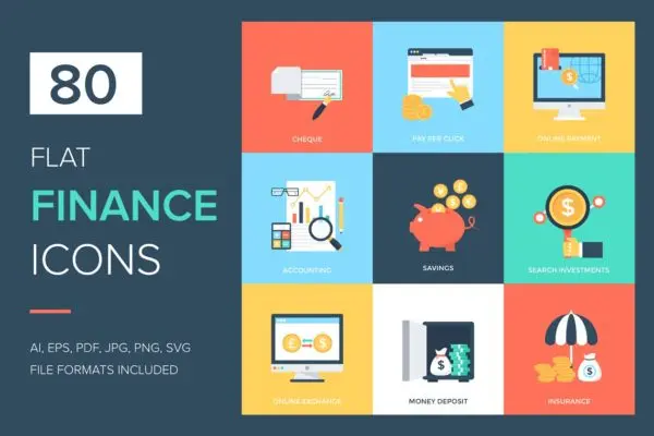 80款金融经济矢量图标 80 Finance Vector Icons