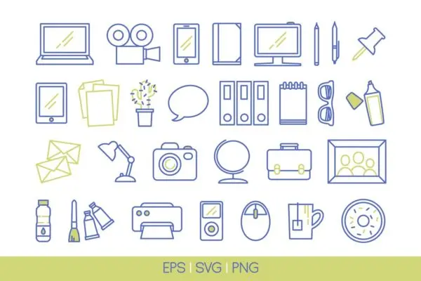 一组30个办公室矢量图标  30 vector office icons
