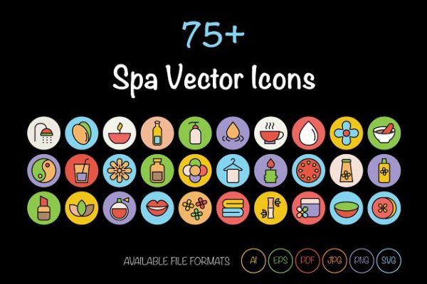 75+SPA美容主题矢量图标 75+ SPA Vector Icons