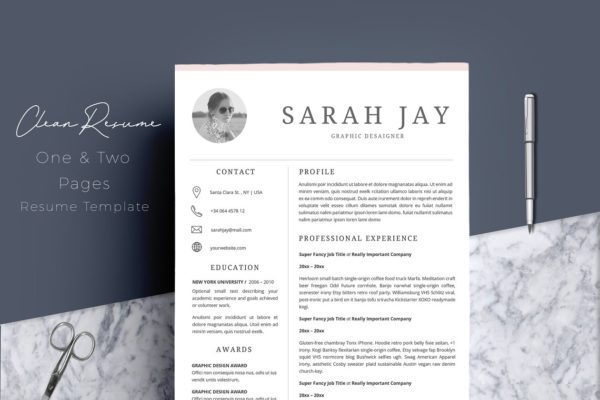 现代简约实用简历模板 Resume Template 4 pages | Clean