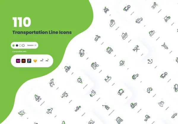 设计森林下午茶：交通运输工具图标集