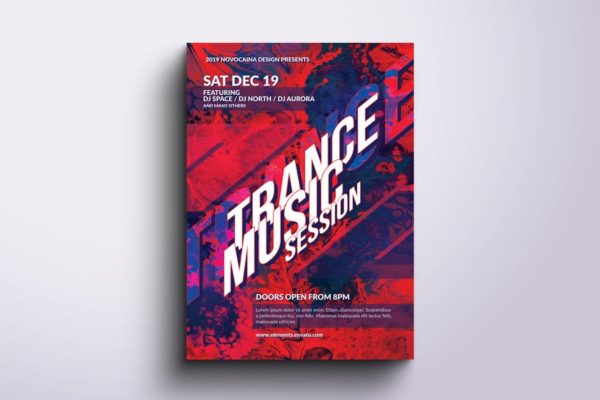 舞蹈/音乐活动传单PSD素材 Trance Music Flyer V2