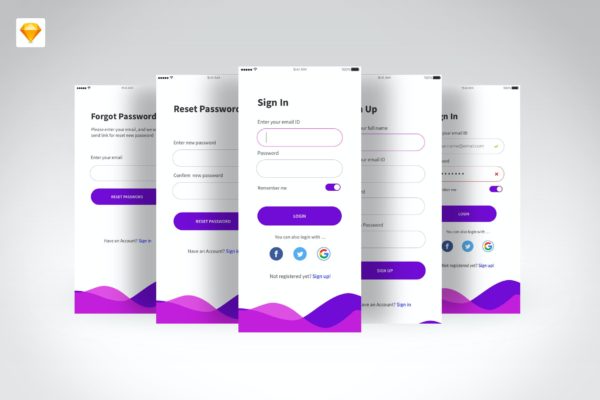 登录和注册App用户界面设计UI套件 Login & Sign Up UI Kits