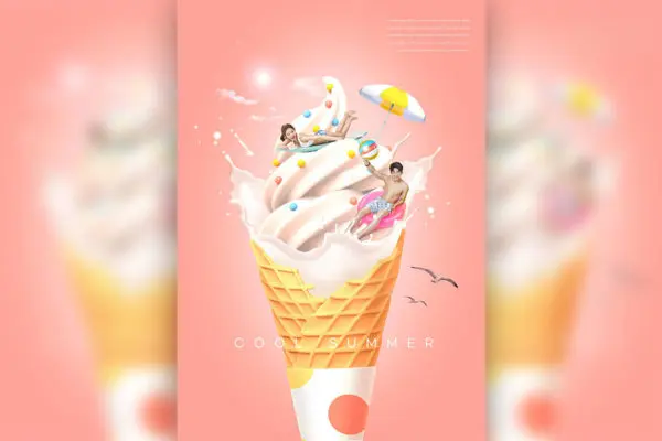 创意冰淇淋夏季派对海报设计韩国素材