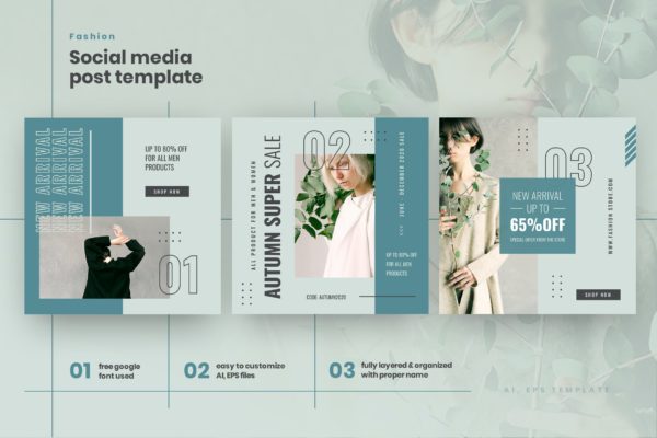 新品服装促销Instagram方形广告海报图设计模板 Instagram