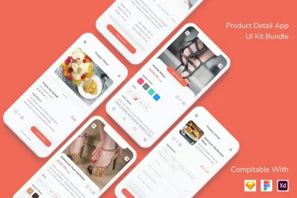 产品详细信息App应用程序UI套件 Product Detail App UI Kit Bundle