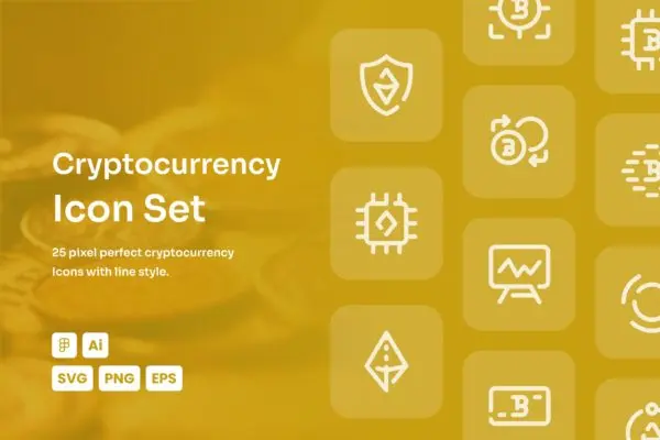 加密货币线条图标合集 Cryptocurrency Dashed Line Icon