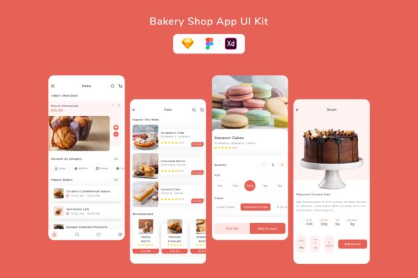 面包店App应用程序UI套件 Bakery Shop App UI Kit