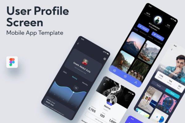 用户个人资料屏幕界面设计 – 移动应用程序模板 User Profile Screen – Mobile App Template