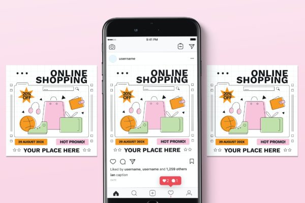 网上购物Instagram帖子设计素材 Online Shopping Instagram Post