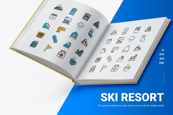 滑雪胜地主题图标素材包 Ski Resort – Icons