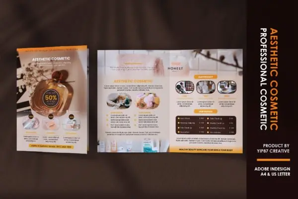 美容美发沙龙双折小册子设计模板 Beauty Cosmetic Salon Bifold Brochure