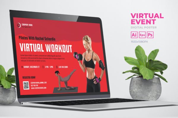运动健身活动数字海报传单设计模板 Fitness Event Digital Poster Flyer