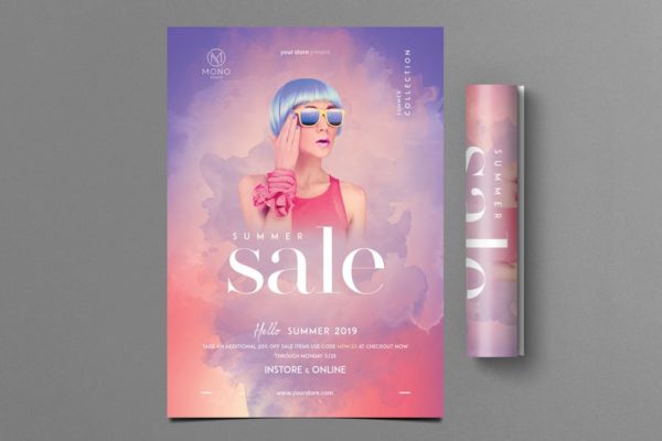 夏季时装销售传单设计模板 Summer Fashion Sale Flyer