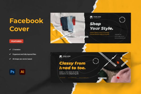 都市商店时尚风格Facebook封面Banner设计模板 Facebook Cover