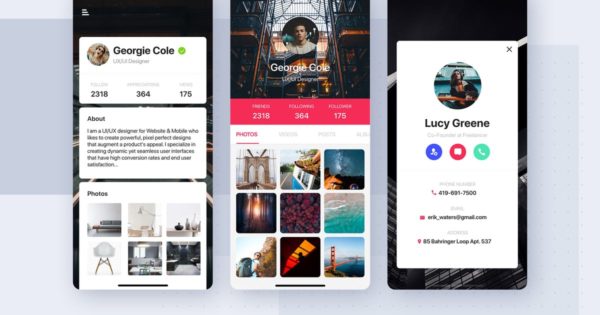 用户配置文件屏幕移动App界面设计模板 User Profile Screen mobile template
