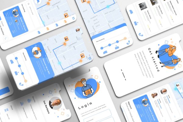 配送物流服务App应用程序UI套件 LogTrek UI Kit – Logistic Services Apps