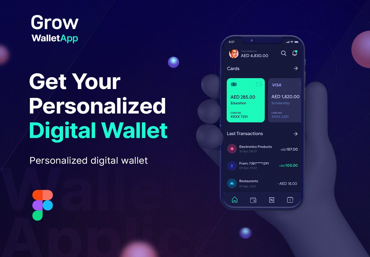 Grow Wallet – money management app ui kit