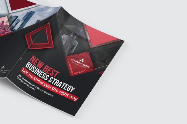 商业报告双折页宣传册设计模板 Bifold Brochure